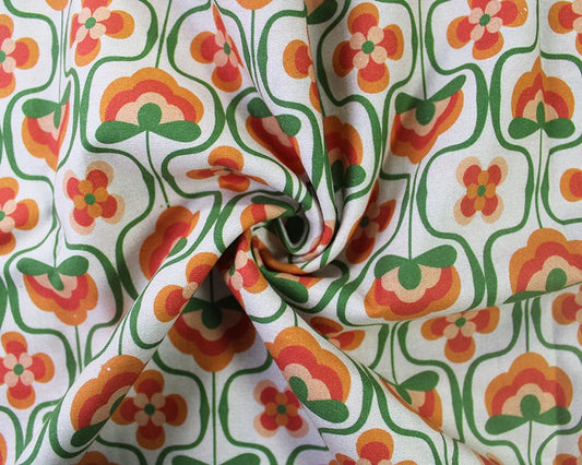 Little Johnny Retro Flower Power Pattern Cotton Fabric