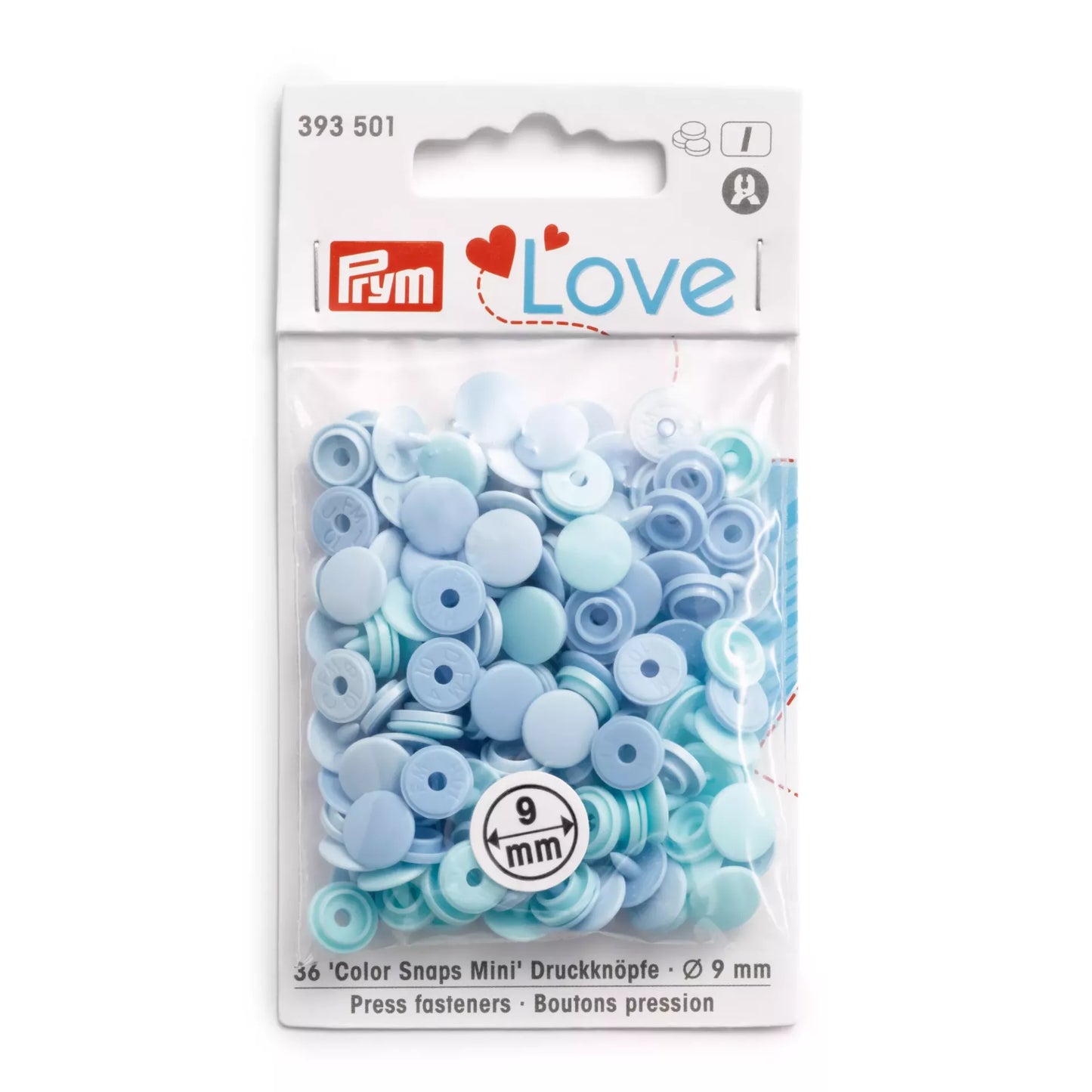Prym Love Color Snaps Mini – 9 mm, Light Blue Shades