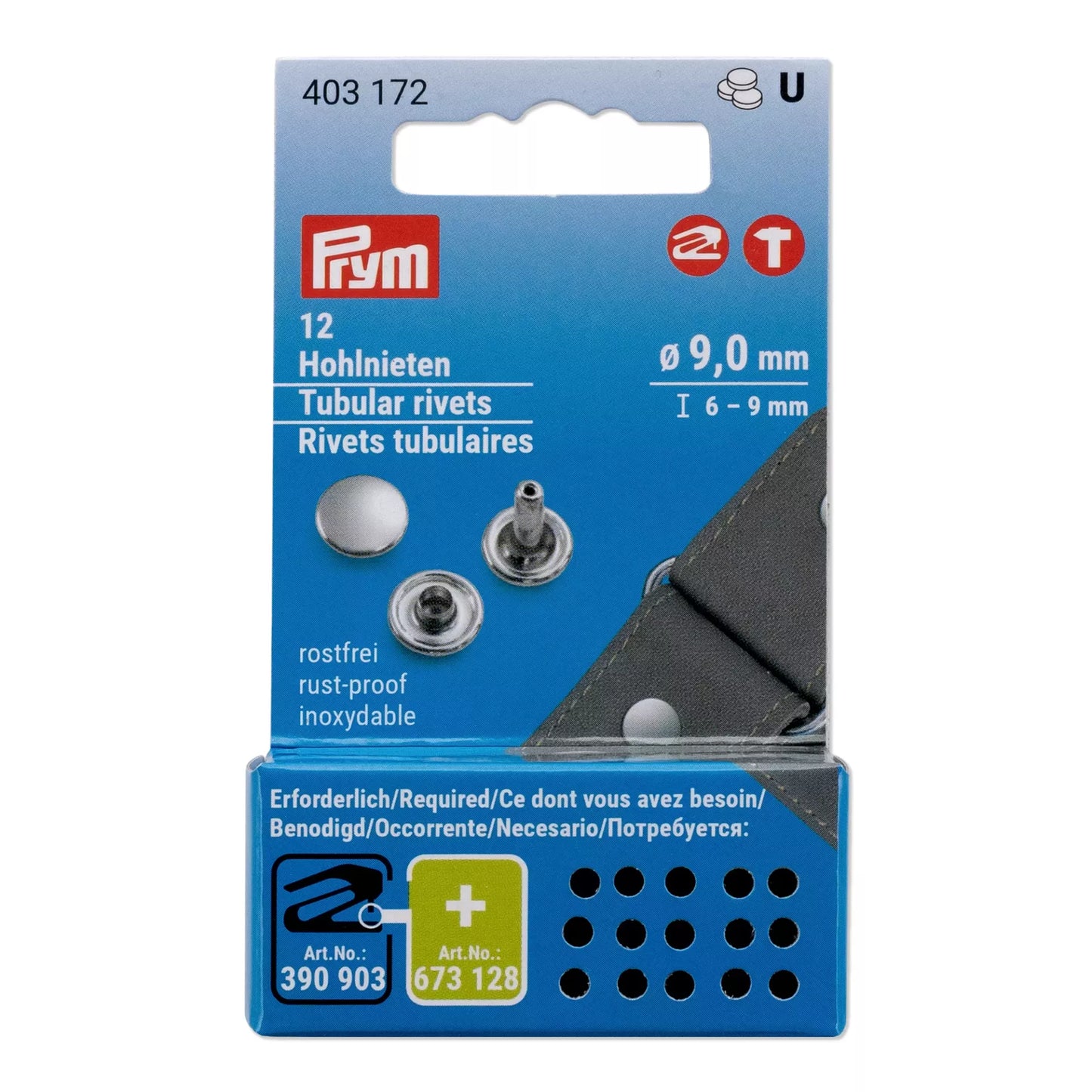 Prym Tubular Rivets – 6–9 mm, Silver-Coloured, 12 Pack