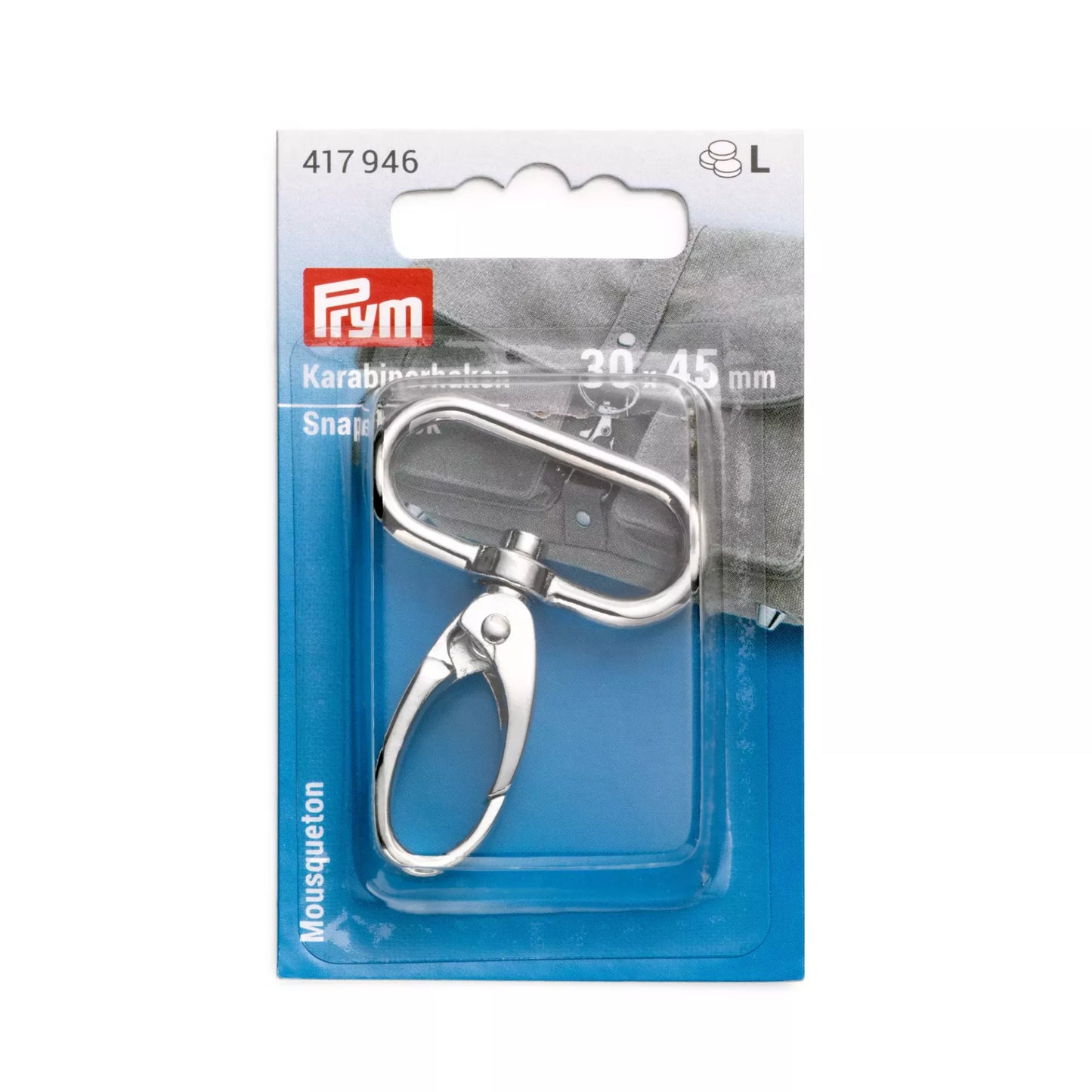 Snap hook 30x45mm silver
