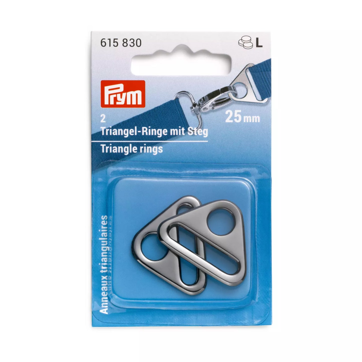 Triangle rings 25mm silv-col. 2pc