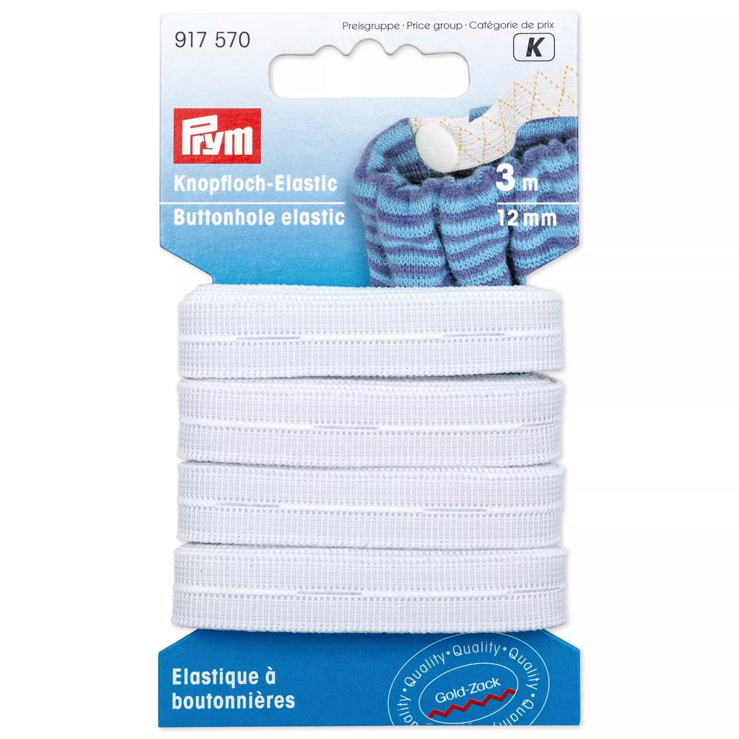 Buttonhole Elastic 12 mm white