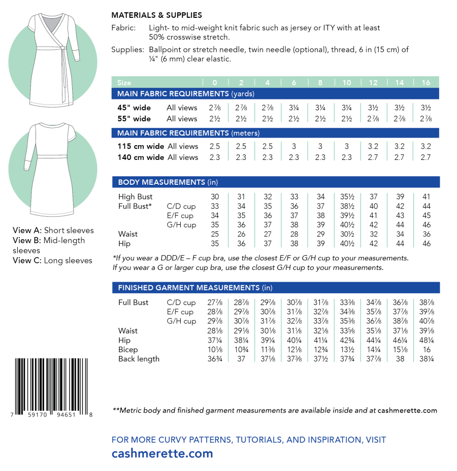 Appleton Dress Size 0-16 By Cashmerette