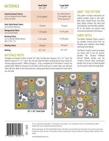 Elizabeth Hartman Pattern Fab Farm Sampler Quilt Pattern