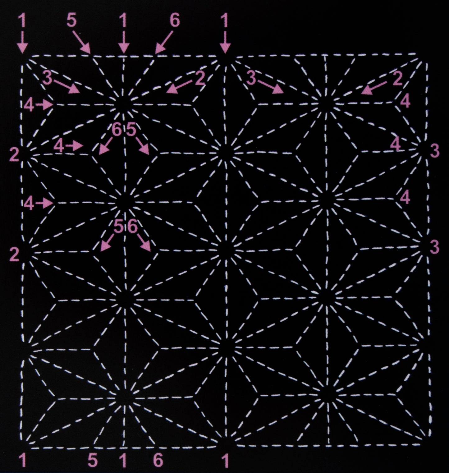 Sashiko: Template: 6in: Asa No Ha (Hemp Leaf)