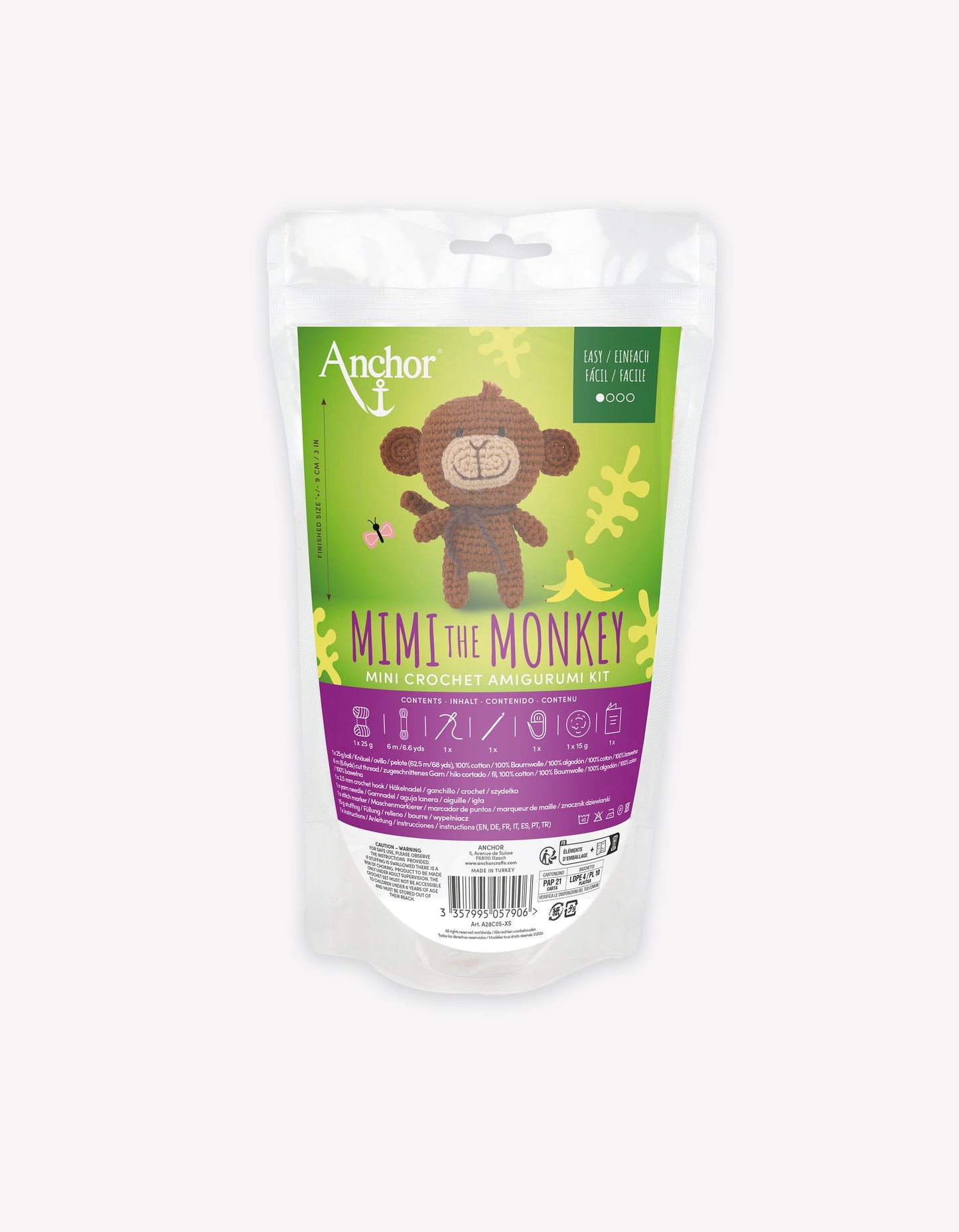 Anchor Mimi the Monkey Mini Amigurumi Crochet Kit