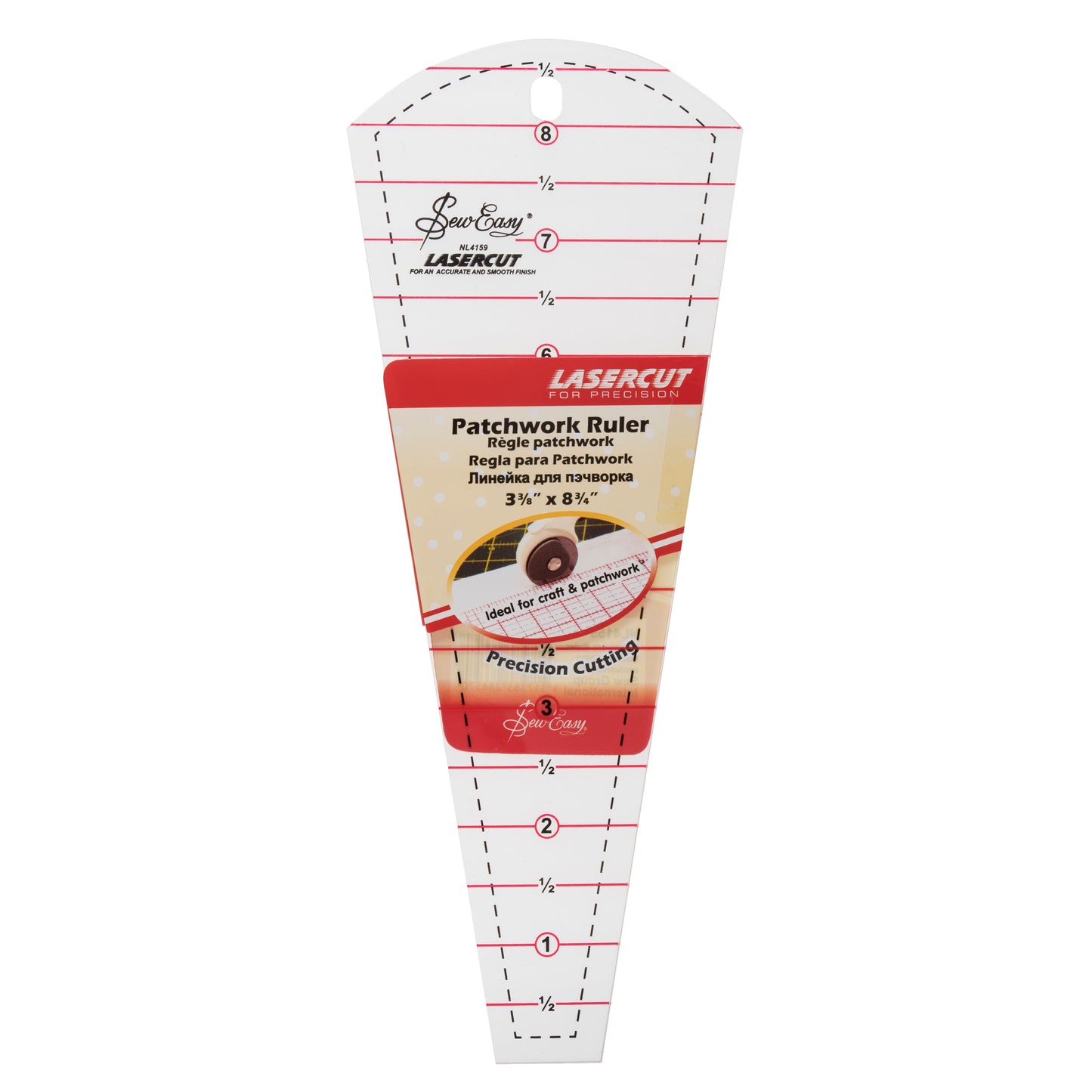 Dresden Plate Patchwork Template Ruler 8 x 3.5 inches