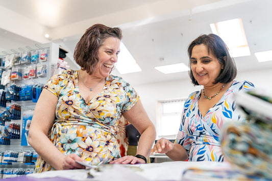 Digital Jersey Prints Blue, Ochre and Grey flowers