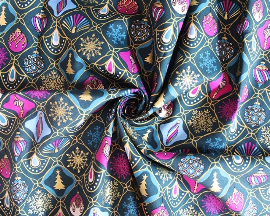 Retro Baubles Contemporary Christmas Cotton