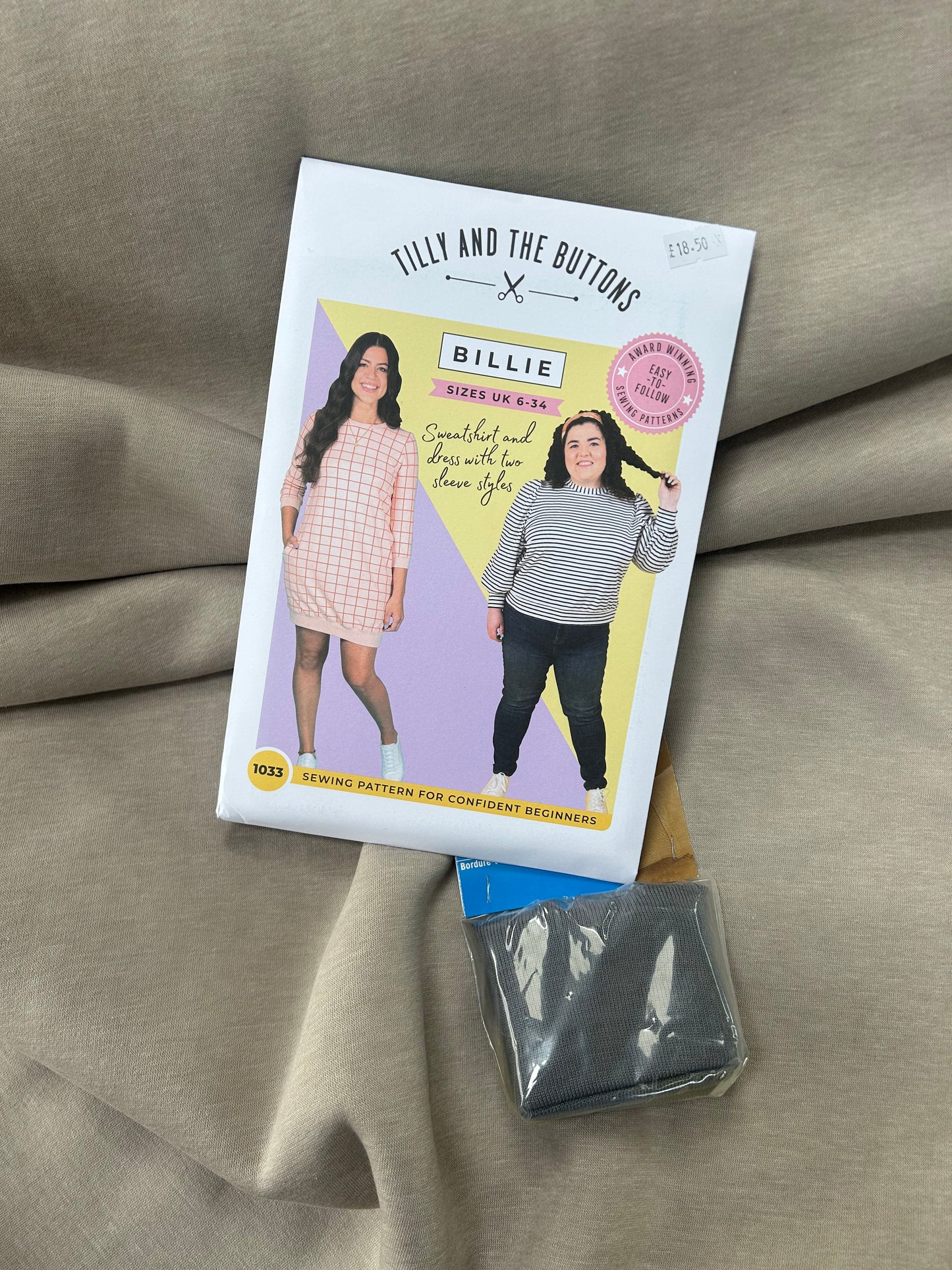Billie Sweatshirt/dress Kit - Beige All you need included to sew a Billie sweatshirt dress on a sewing machine