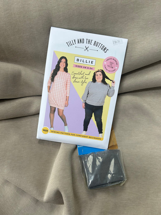 Billie Sweatshirt/dress Kit - Beige All you need included to sew a Billie sweatshirt dress on a sewing machine