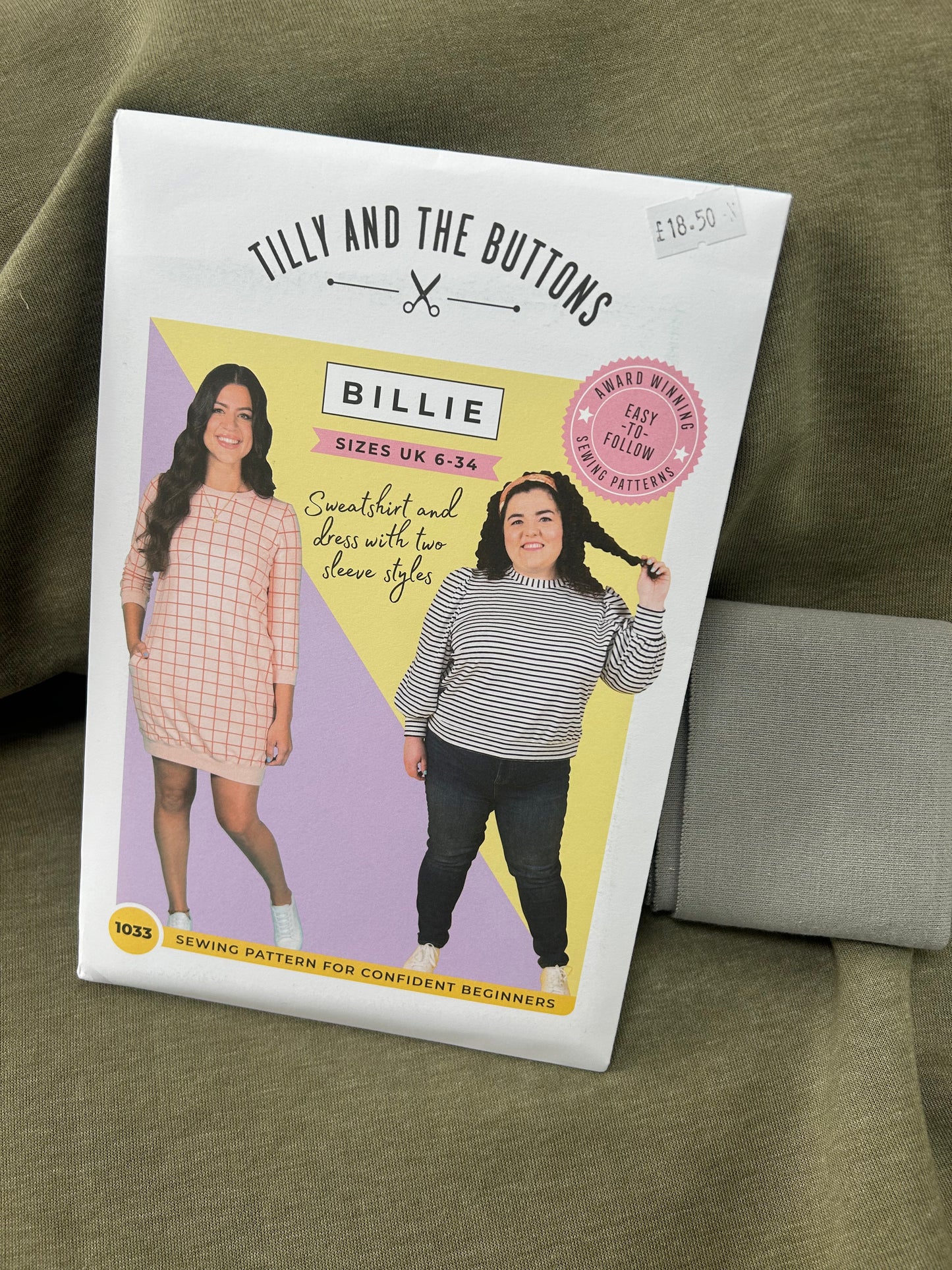 Billie Sweatshirt/dress Kit - Khaki All you need included to sew a Billie sweatshirt dress on a sewing machine