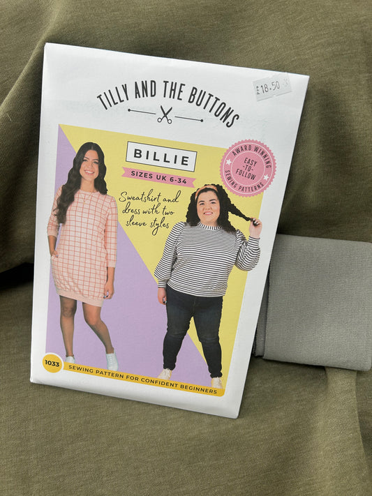 Billie Sweatshirt/dress Kit - Khaki All you need included to sew a Billie sweatshirt dress on a sewing machine