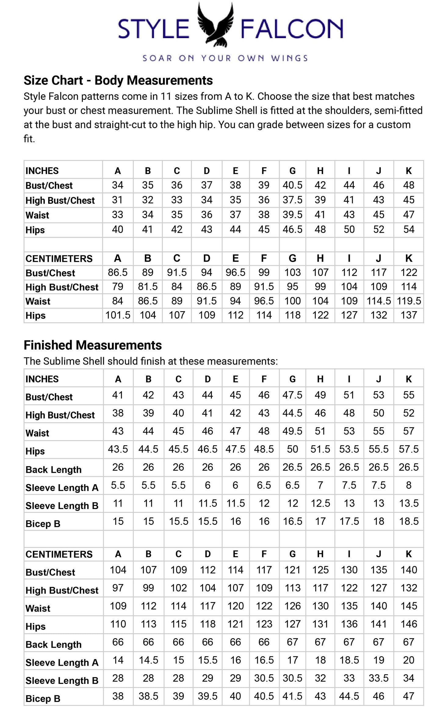 Style Falcon Sublime Shell Digital Sewing Pattern