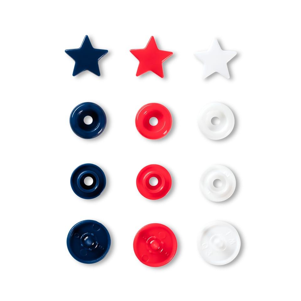 red/white/navy blue star colour snap plastic fastener
