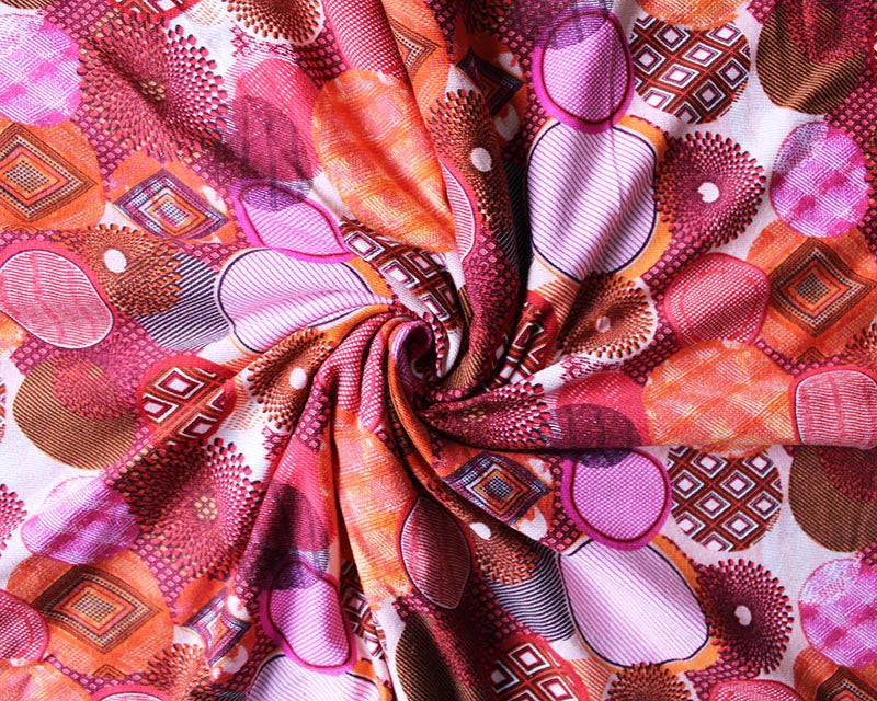 Coral Viscose Jersey Print - Graphic