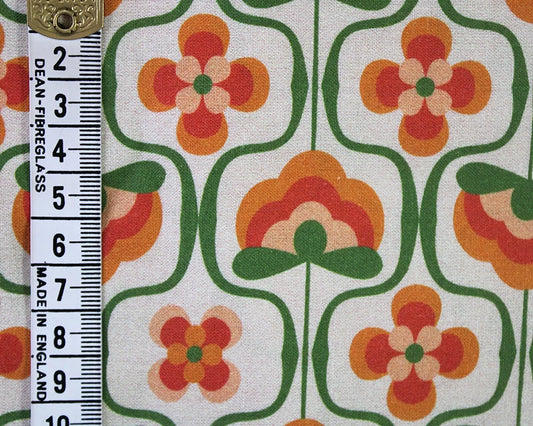 Little Johnny Retro Flower Power Pattern Cotton Fabric