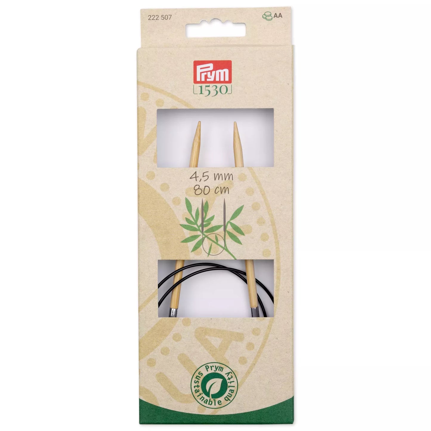 Circular Knitting Pins BAMBOO  80 cm 4.50 mm