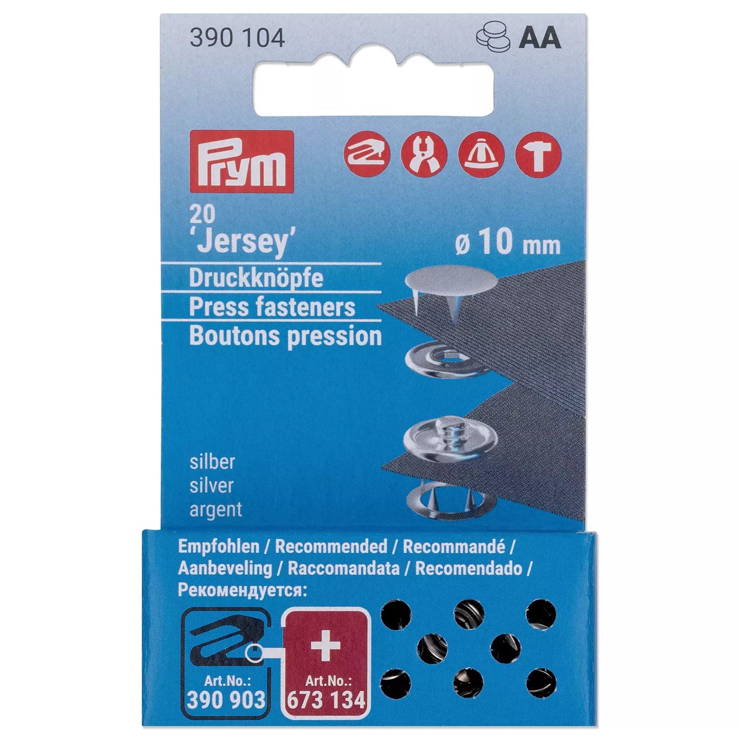 Prym Jersey Press Fastener Refill – Smooth Cap, 10 mm, Silver-Coloured