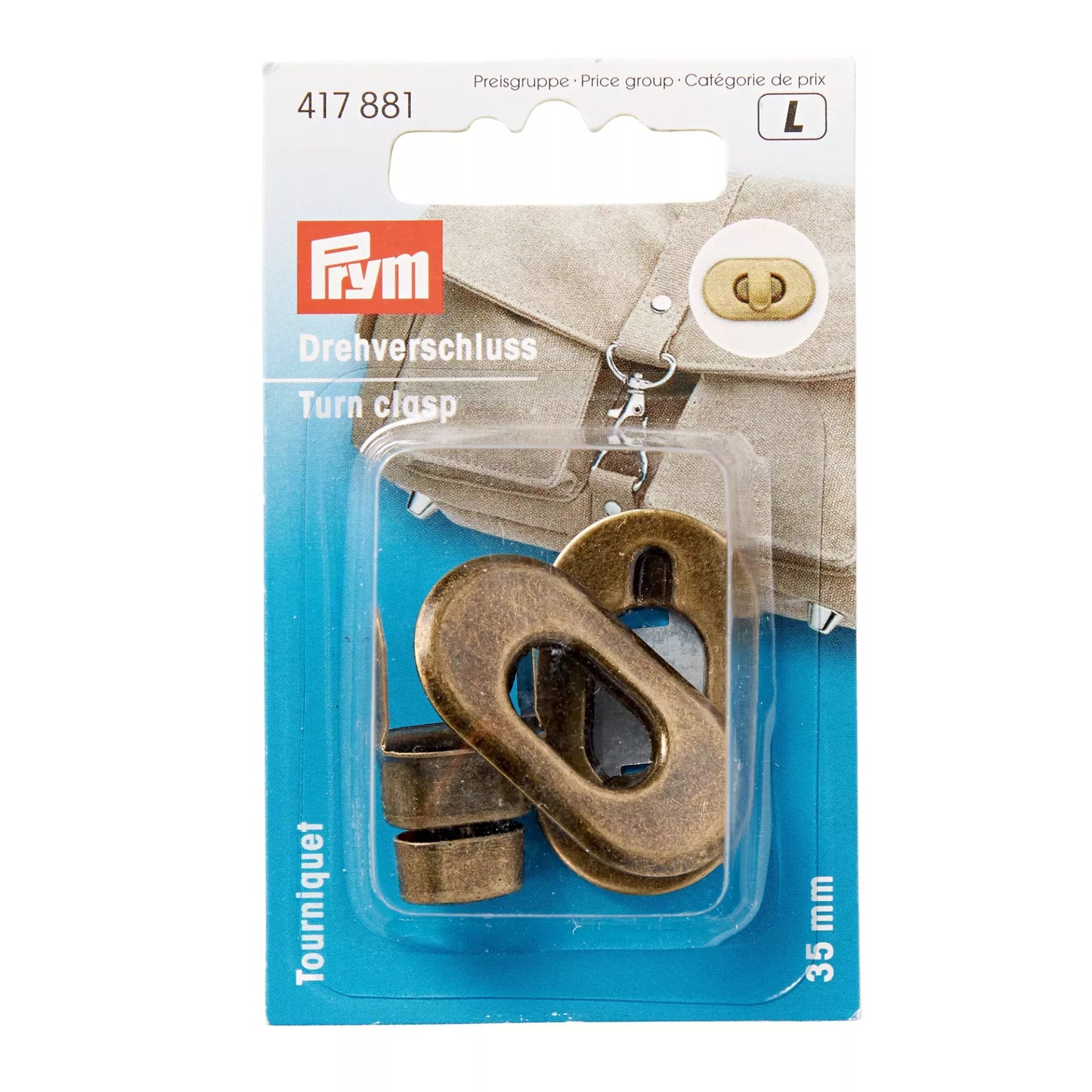 Prym Turn Clasp for Bags – Antique Brass