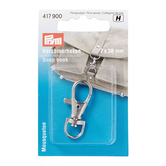Snap hook 7 x 38 mm silver
