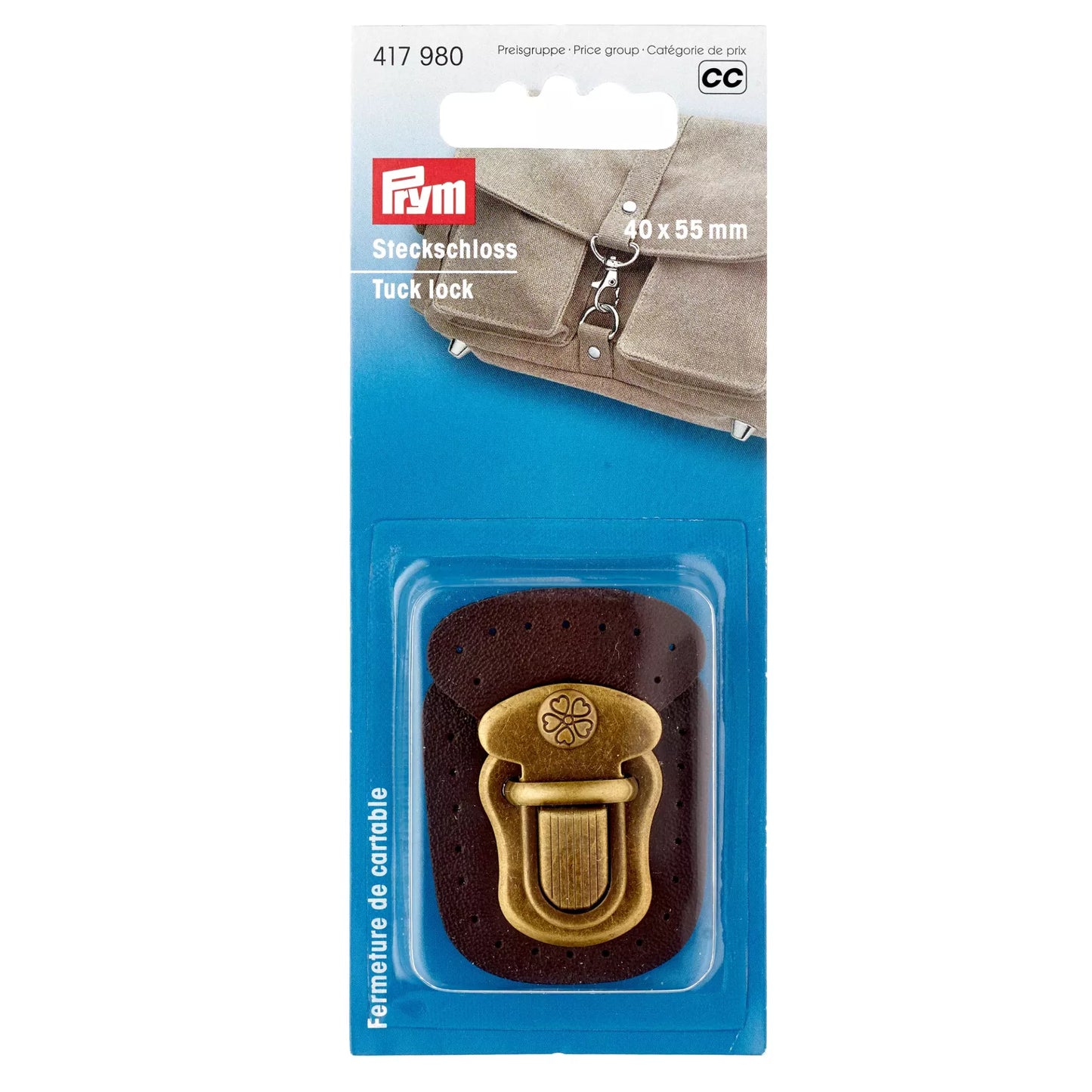 Tuck lock for sewing on brown
