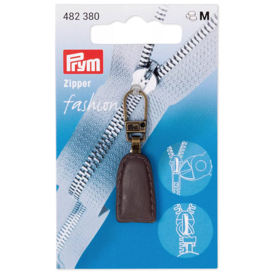 Fashion Zipper puller leather look black