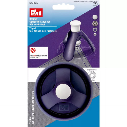 Tripod, tool for non-sew fasteners