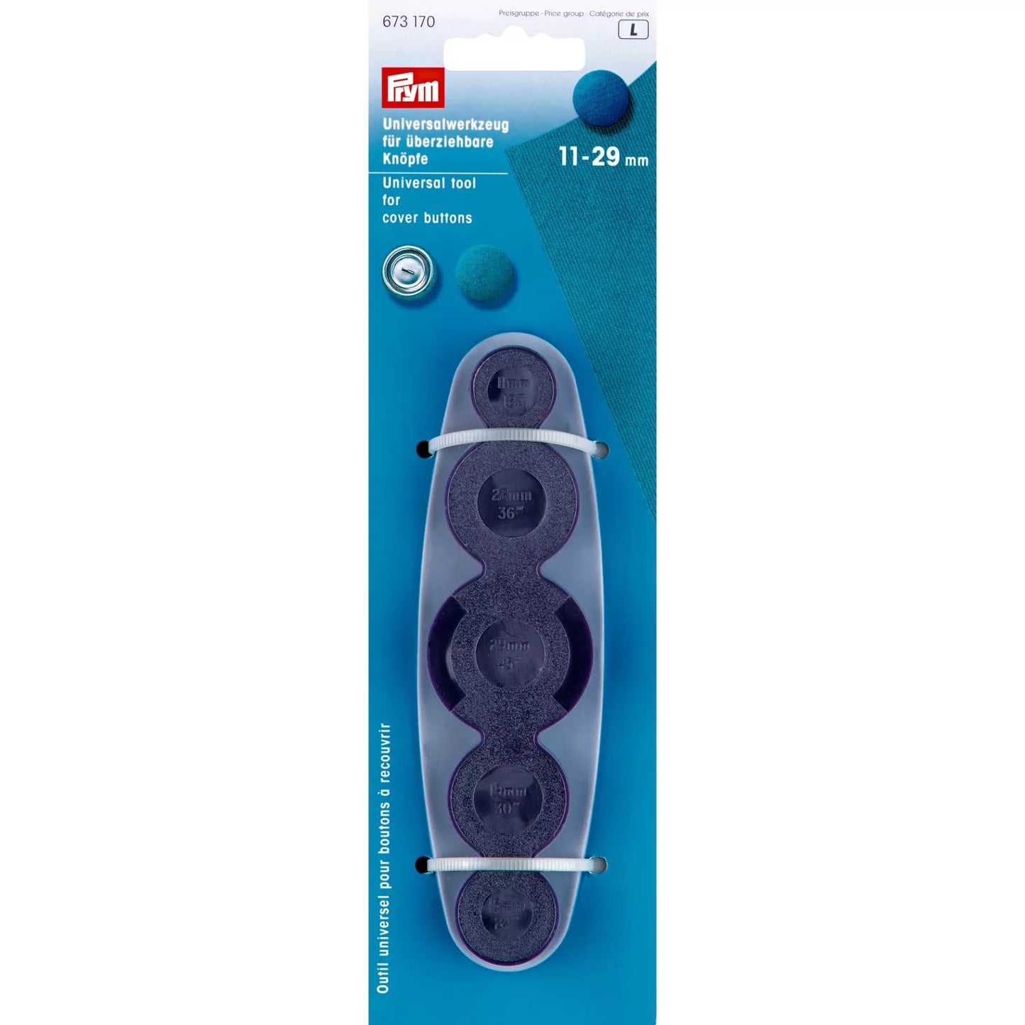 Tool for coverable metal buttons