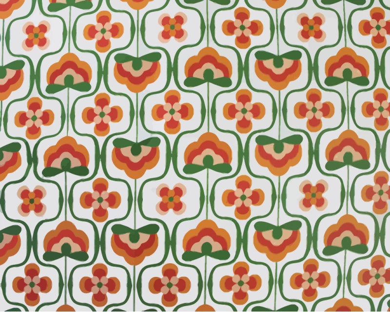 Little Johnny Retro Flower Power Pattern Cotton Fabric