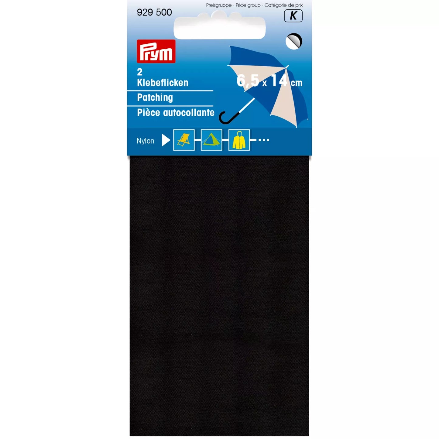 Patching nylon adhes. 6.5 x 14 cm black