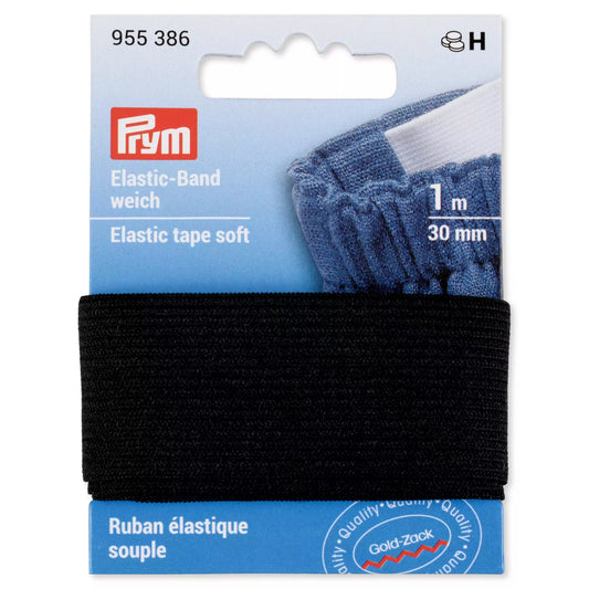 Elastic tape soft 30 mm black
