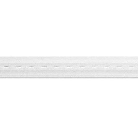 Buttonhole Elastic smooth tape woven 18 mm white