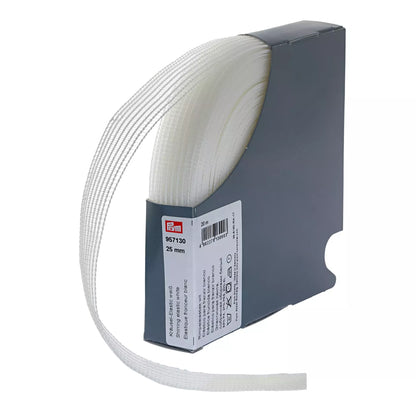 Shirring elastic, 25mm, white sold per meter