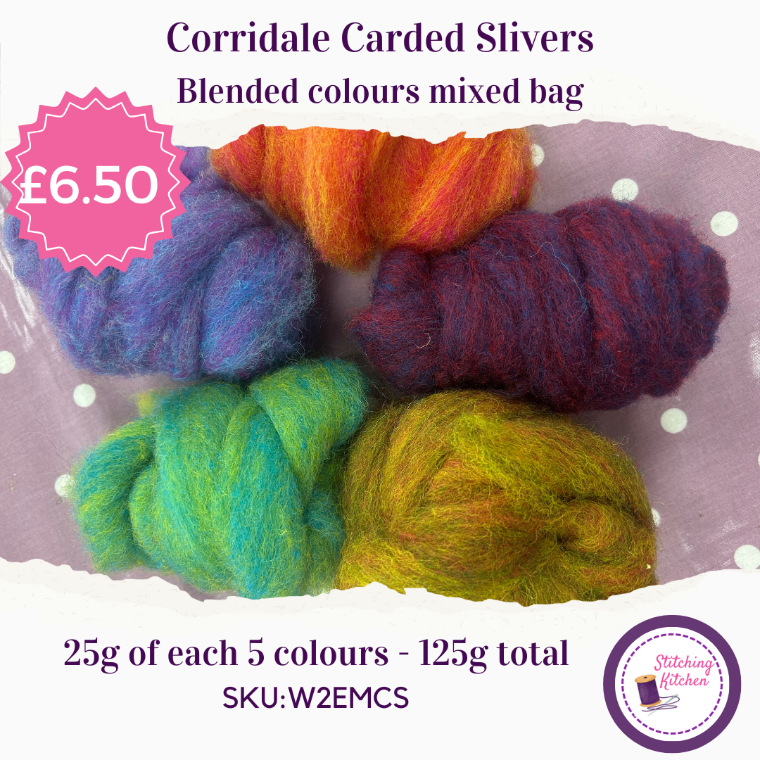 Corridale Carded Sliver Mixed Bag Approx 125g