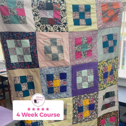 Beginner Quilt - Bordered Nine Patch Jelly Roll Quilt