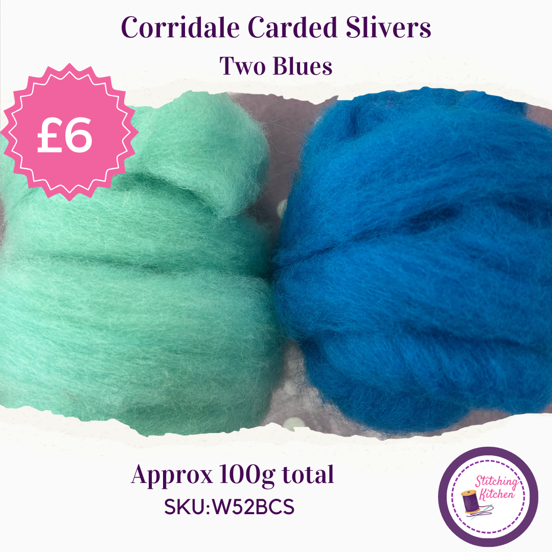 Two Blues Corridale Carded Slivers 100g