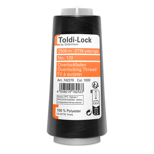 Toldi-Lock Overlocking Thread: 2500m - Black