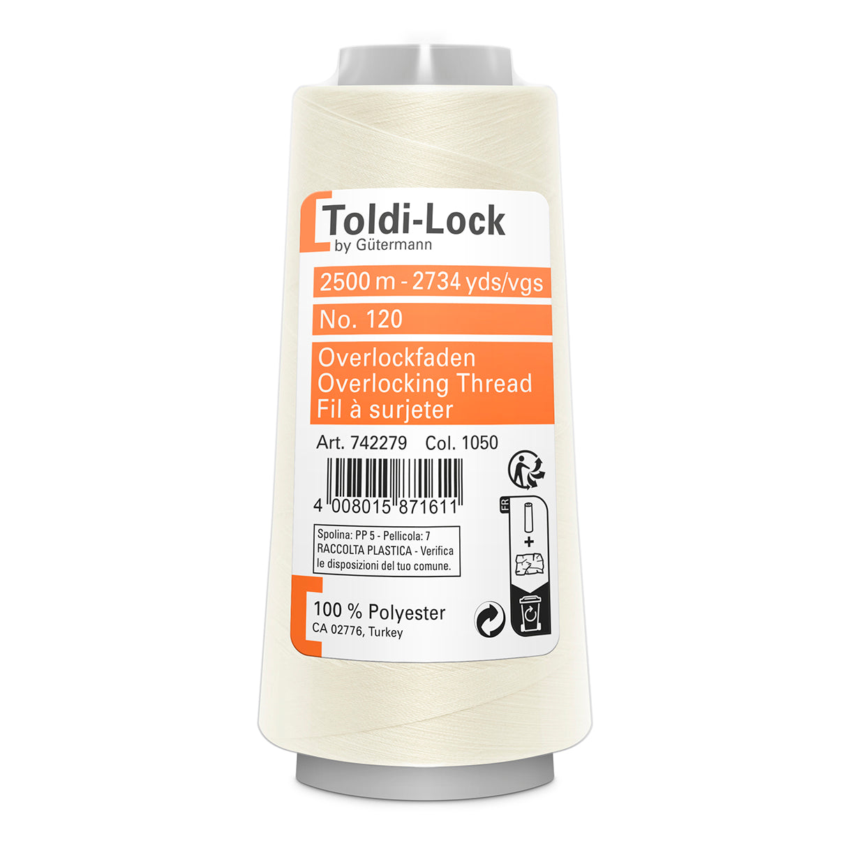 Toldi-Lock Overlocking Thread: 2500m - Cream