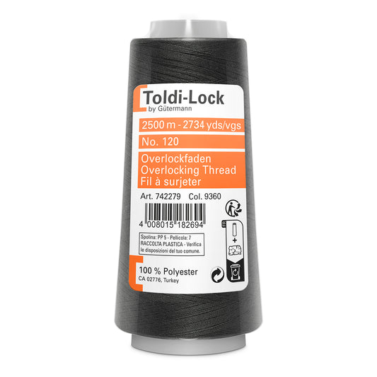 Toldi-Lock Overlocking Thread: 2500m - Dark Grey
