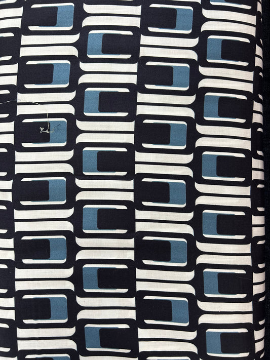 Retro blue and white poplin