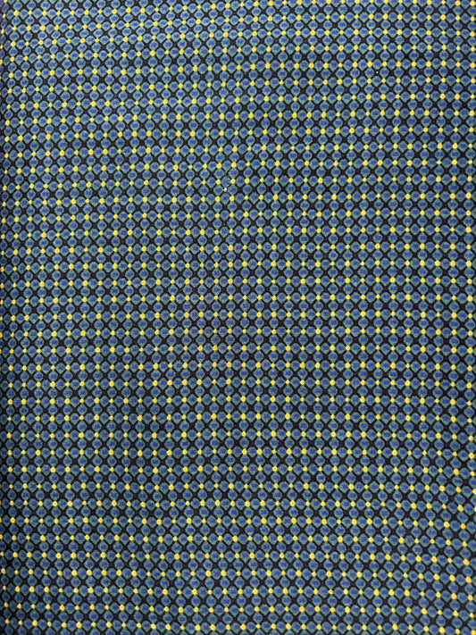 Dark Navy with geometric print teal, blue, yellow - Tencel