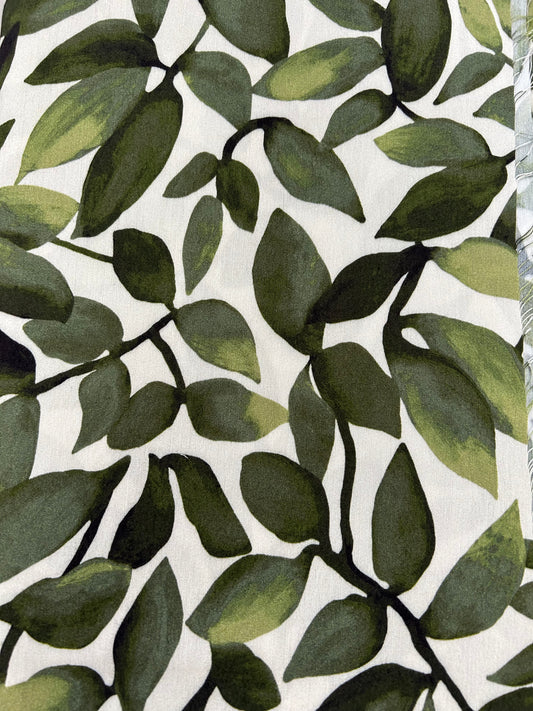 Green leafy print viscose polyamide