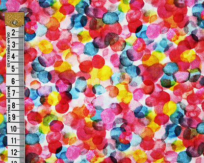 Watercolour Rainbow Spot Digital Cotton Jersey - White
