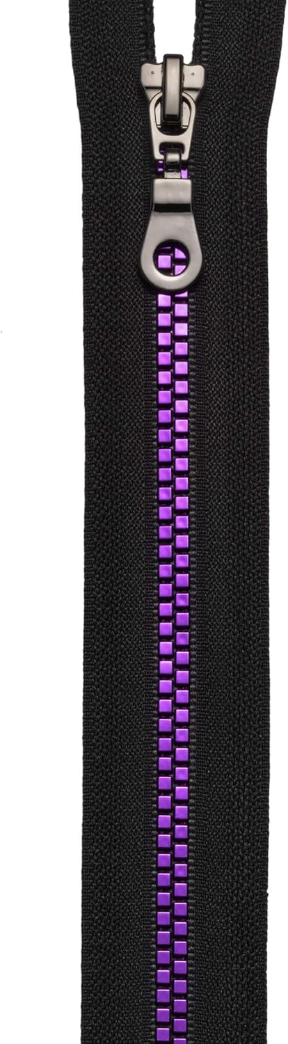 Fashion Zip Fastener 50cm Polyester, Black/Purple 