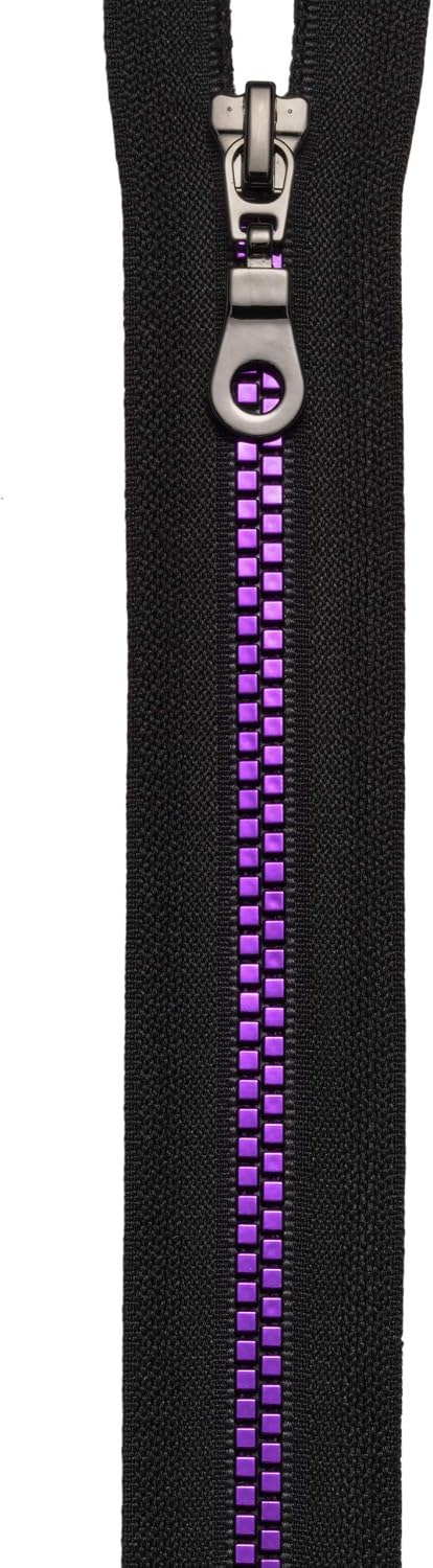 Fashion Zip Fastener 60cm Polyester, Black/Purple 