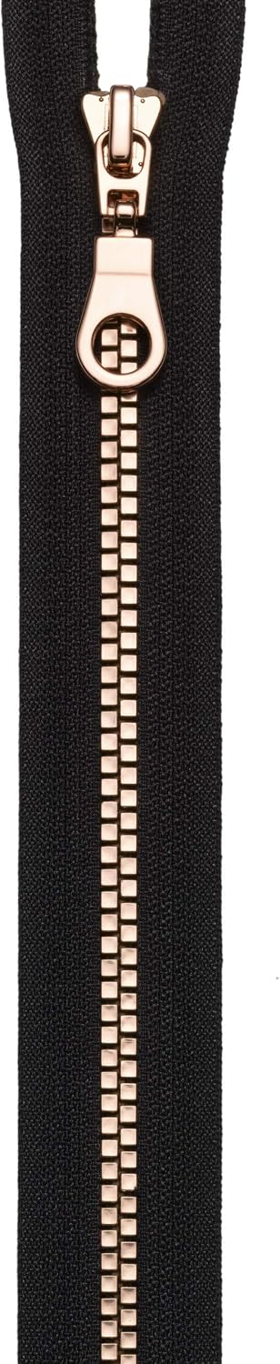 Fashion Zip Fastener 50cm Polyester, Black/Rose Gold