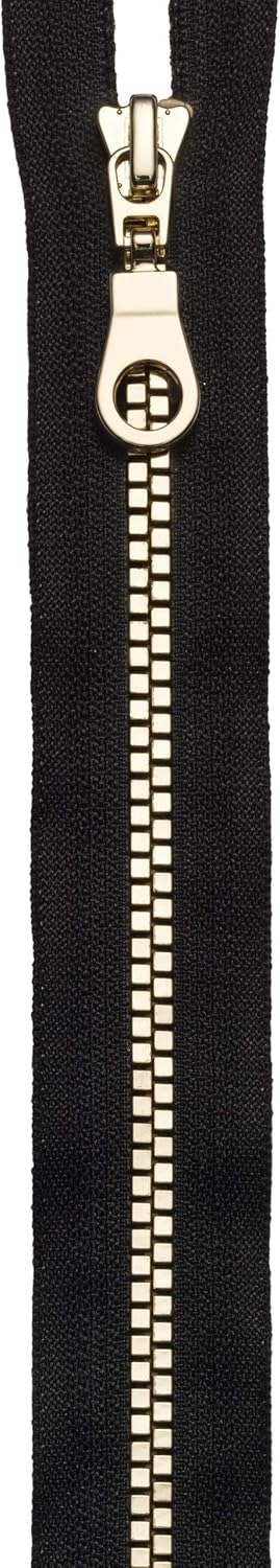 Fashion Zip Fastener 60cm Polyester, Black/Newgold