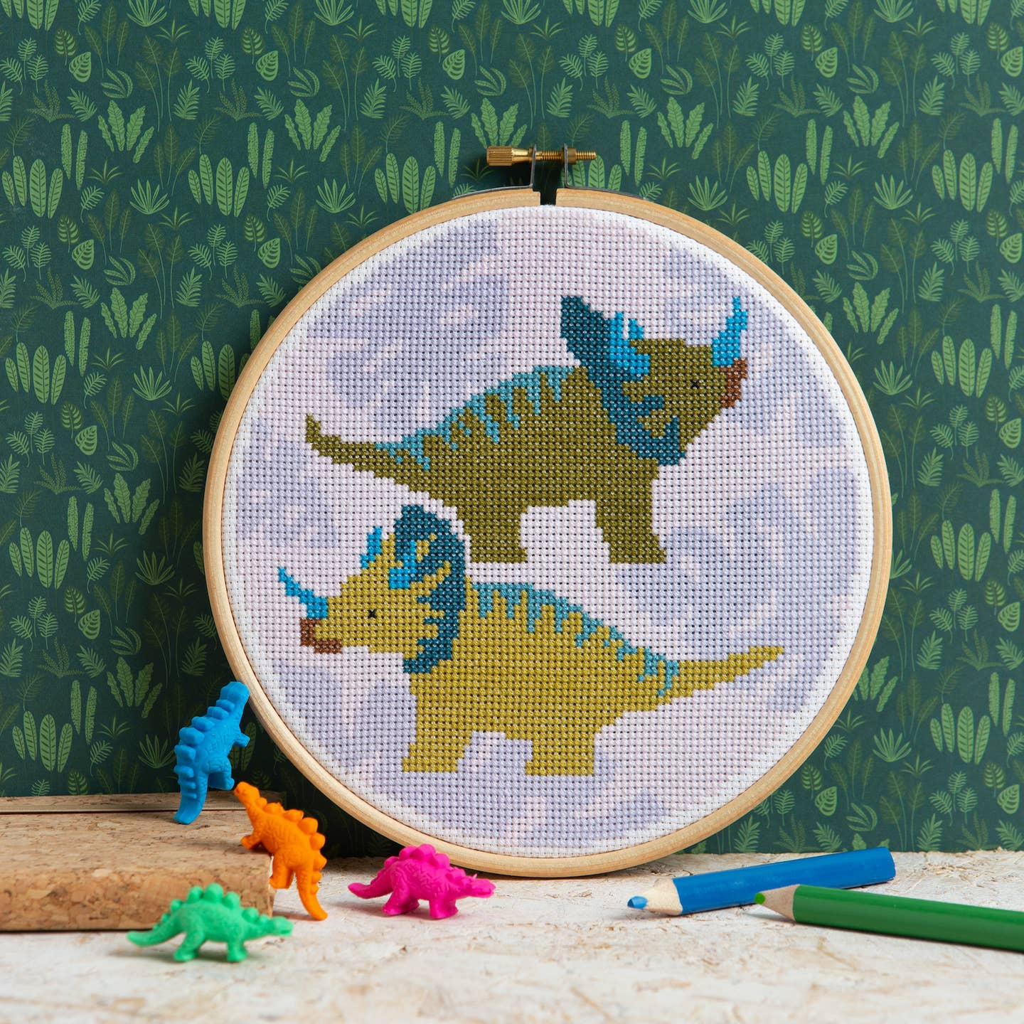 Triceratops cross stitch kit