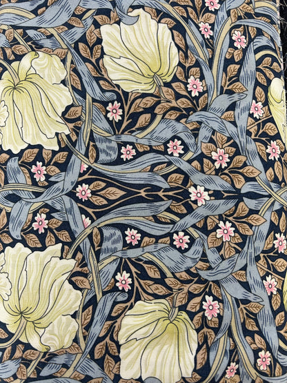 Morris style viscose print on navy